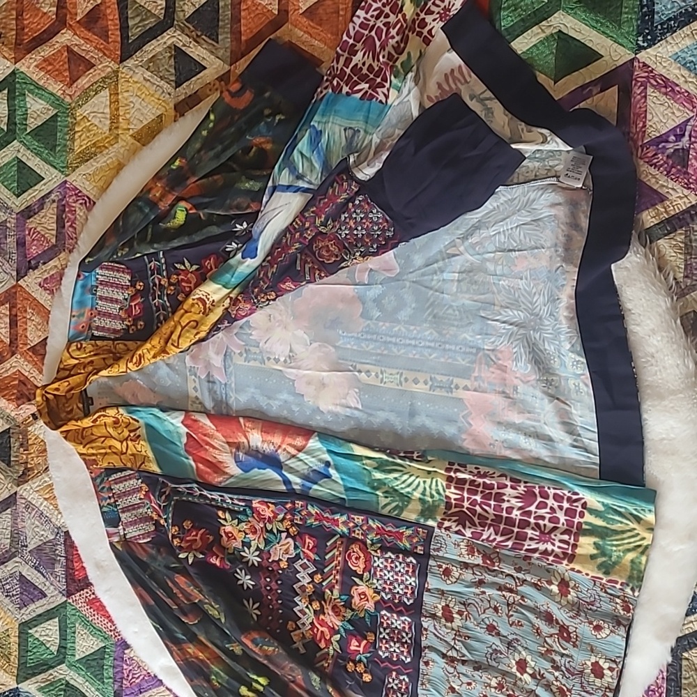 John Mark Multicolor Boho Patchwork Kimono Shrug - Picture 7 of 10